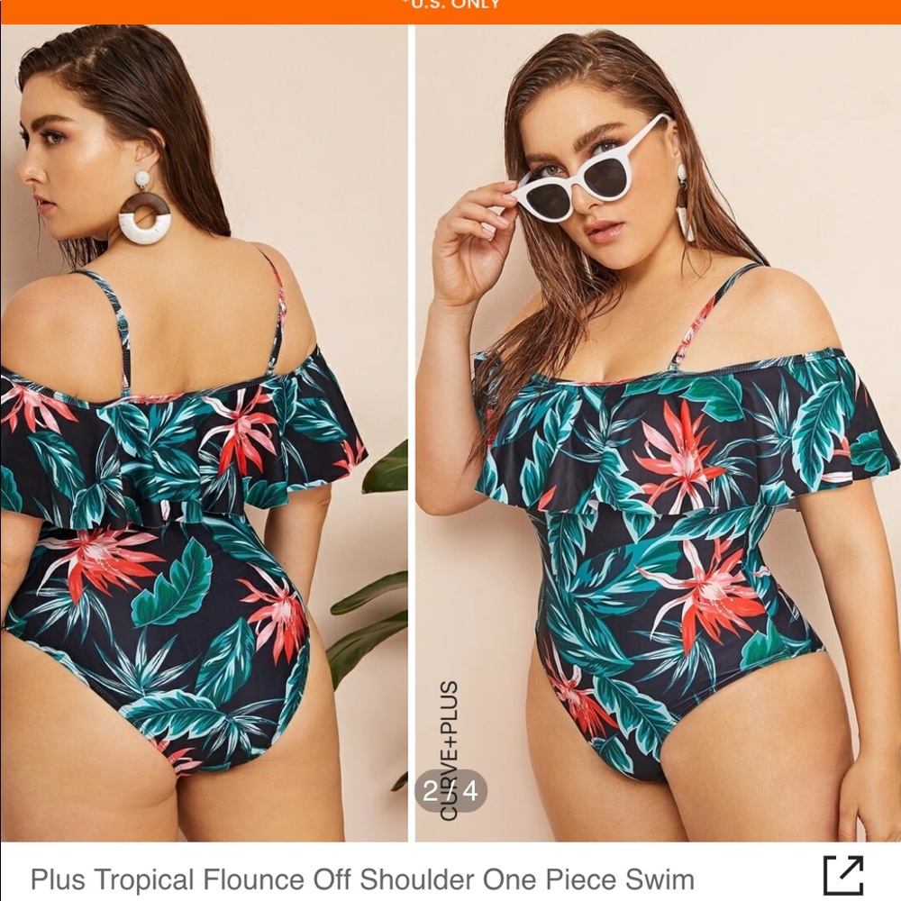 Shein bathing suit off shoulder 2xl new